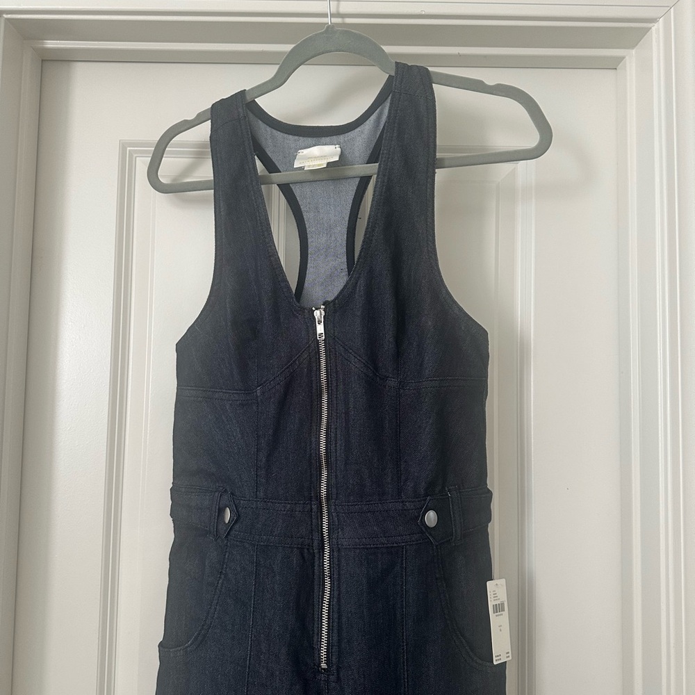 Maeve Anthropologie Sleeveless V-Neck Flare Denim Jumpsuit - Picture 5 of 7